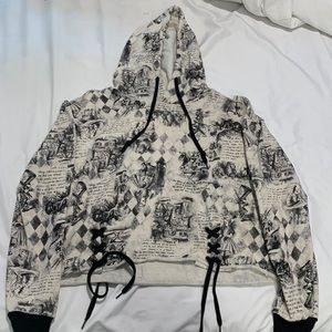 Cropped Alice and Wonderland Hoodie